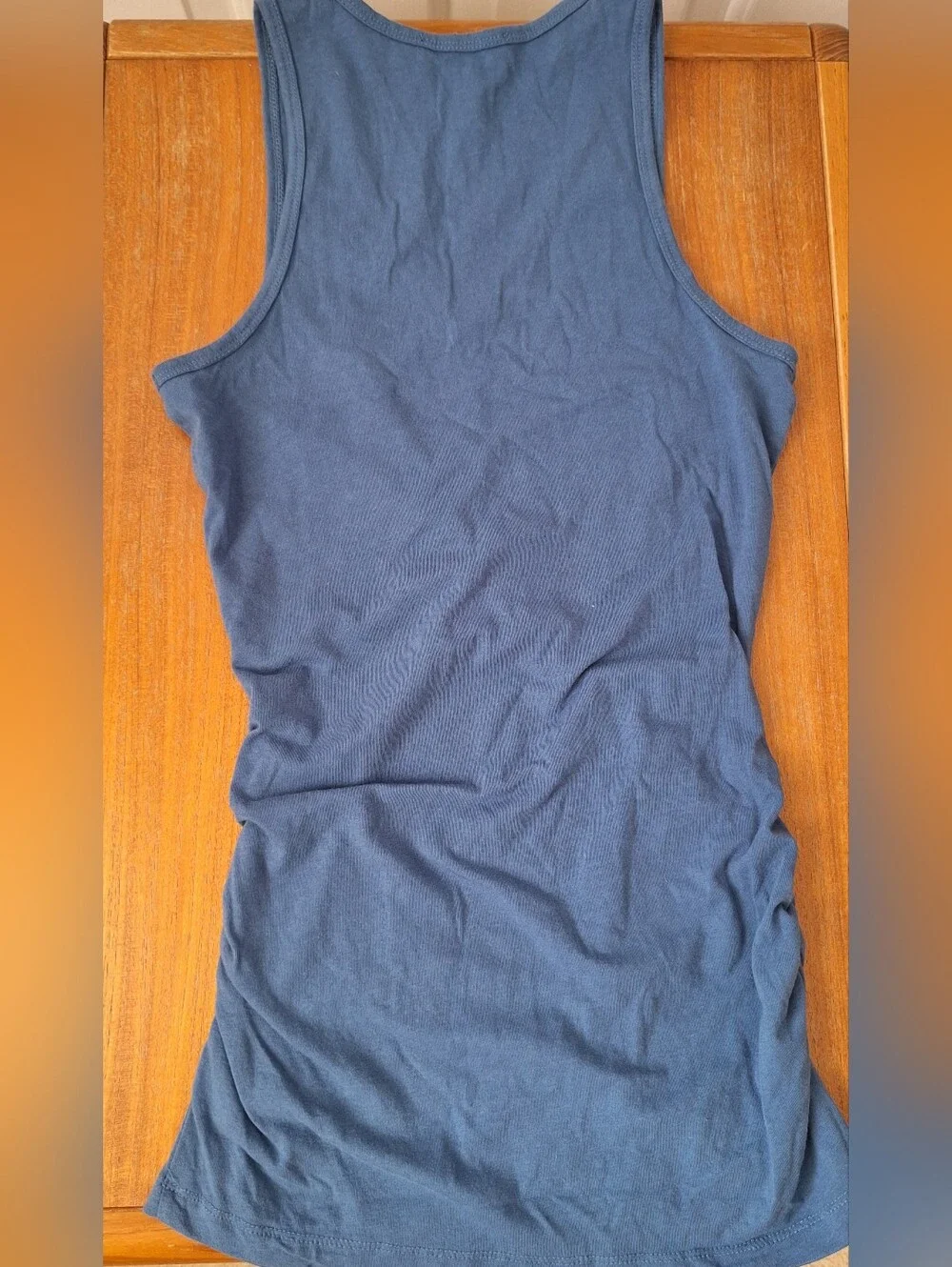 James Perse Cotton Ruched Tank Standard V Neck Slim Fit Blue Gray Womens 1(S) - Picture 2 of 8